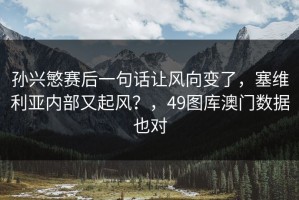 孙兴慜赛后一句话让风向变了，塞维利亚内部又起风？，49图库澳门数据也对