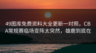 49图库免费资料大全更新一对照，CBA常规赛临场变阵太突然，雄鹿到底在